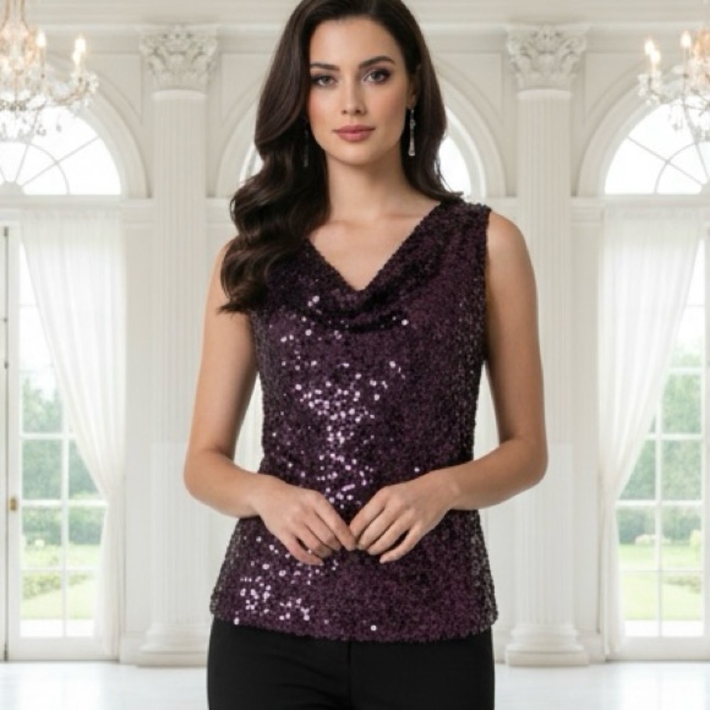 Purple Sequin Sleeveless Top from the Dress Barn ~ New
